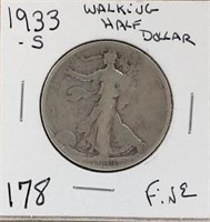 1933S Walking Liberty Half Dollar F