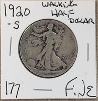 1920S Walking Liberty Half Dollar F