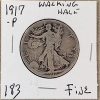1917P Walking Liberty Half Dollar F