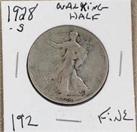 1928S Walking Liberty Half Dollar F