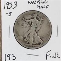 1933S Walking Liberty Half Dollar F
