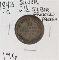 1843A Silver $2.50 Silver Groschen Prussia