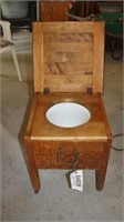 wood commode w/porcelain top