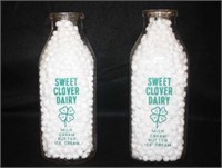 2 Sweet Clover Dairy milk bottles