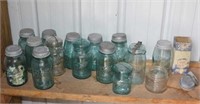 lot of green canning jars w/zinc lids