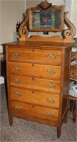 antique oak chest of drawers w/mirror