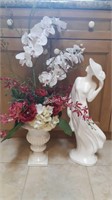 Ceramic Lady & Urn Arrangement -F