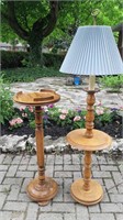 Wood Pedestal & Floor Lamp- H