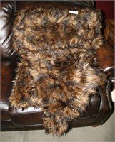 FAUX BEAR SKINNED THROW WITH PILLOW