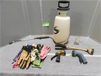 Hand sprayers, garden gloves, water nozzles