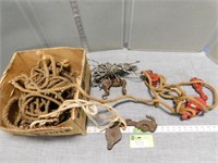 Box of assorted rope and pulleys