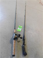2 Fishing rods; 1 with reel