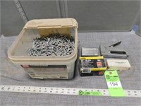 Galvanized nails; staples; stapler