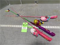 2 Barbie and 1 Dora fishing poles
