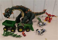 Box of toys John Deere & dinosaur