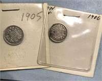 1905 & 1906 5c Silver - Canada