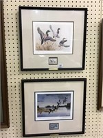 Lot of 2 Framed DU Duck Prints w/ Stamp