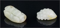 Two Chinese Hetian White Jade Russet Skin Pendant