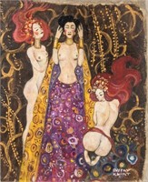 Austrian Oil on Canvas Signed GUSTAV KLIMT