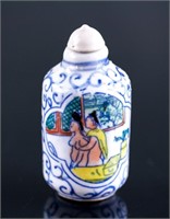 Chinese Wucai Porcelain Erotic Snuff Bottle