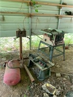 AIR TANK, ENGINE STAND, ROUTER TABLE,  TABLE SAW