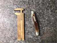 Early Wooden Stanley Caliper, Old Timer Knife