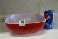 Red Pyrex bowl