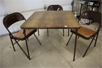 folding table, 3 chairs