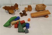 Box lot of wood block toys