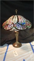 Stained Glass Lamp With Roses & Flowers
