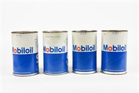 LOT 4 MOBILOIL PEGASUS QUART FIBRE OIL CANS