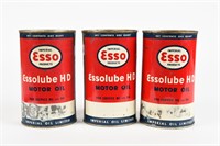 LOT OF 3 IMPERIAL ESSO ESSOLUBE HD MOTOR OIL CANS