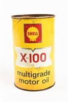 SHELL X-100 MULTIGRADE MOTOR OIL FIBRE QUART CAN