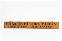 FAMOUS FLEURY PLOWS USED ON THIS FARM D/S SIGN