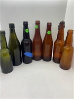 Vintage Lot Of 7 Wine/Beer Hand Made Bottles