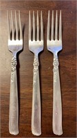 Vintage Set of 3 Dinner Forks Prestige Adventure