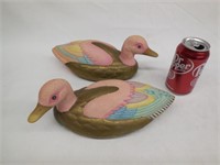 Pair of Duck Figures w/Brass Accents