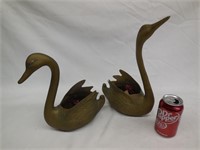 (2) Brass Swan Figures w/Potpourri
