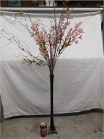 Tall Glass Vase w/Artificial Flowers