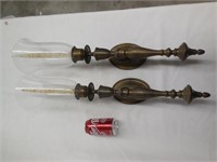 (2) Brass Candle Holders w/Glass Globes