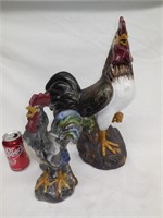 (2) Rooster Figures 17" & 11"H