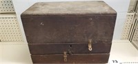 Old Handmade Wooden Tool Chest. Contents