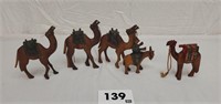 Vintage Wood Carved lot Camels. Rider.