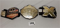 3 Vintage Replica Professional Wrestling Belts