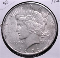 1922 PEACE DOLLAR AU