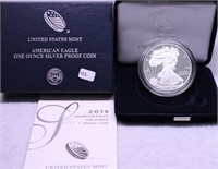 2019 PROOF SILVER EAGLE W BOX PAPERS