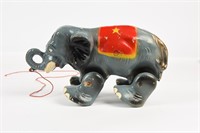 VINTAGE WOODEN ELEPHANT CHILD'S PULL TOY