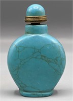 Vintage Turquoise Carved Stone Snuff Bottle