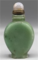 Vintage Green Carved Stone Snuff Bottle