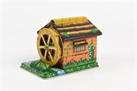 VINTAGE WATER WHEEL TIN LITHO BANK